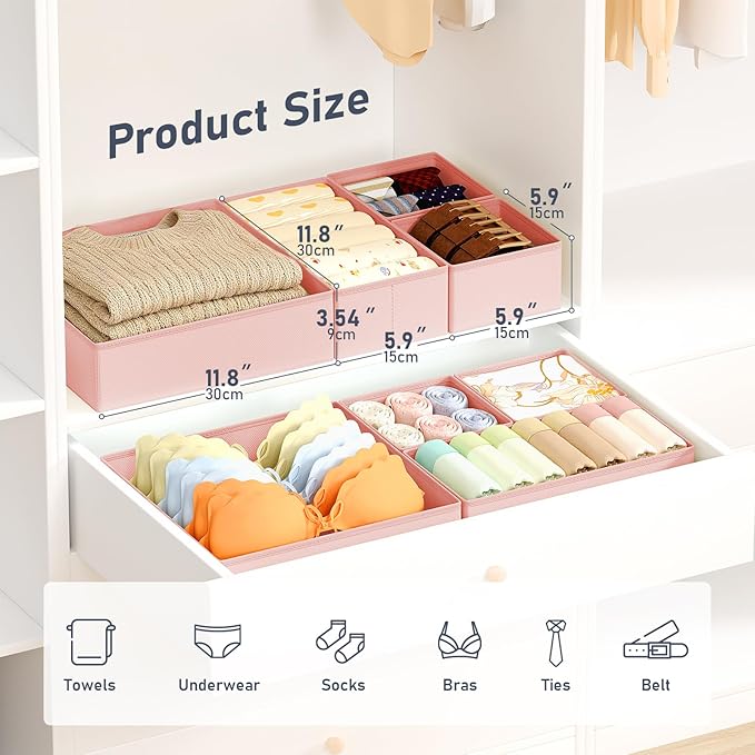 DIMJ Drawer Organizer Clothes Storage - 21 Pack Baby Dresser Organizer for Nursery Closet Organization, Fabric Drawer Organizer Bins for Underwears Socks Bras, Foldable Storage Dividers for Bedroom