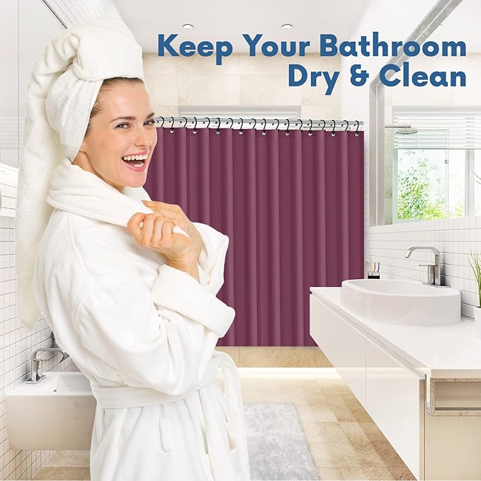 Premium Shower Curtain Liner, 72"W X 72"H - PVC-Free, 6G PEVA Shower Curtain with 12 Rust Proof Grommets And Magnet-weighted Bottom Hem - Moisture Stain Proof Shower Curtain Liner - Dark Purple