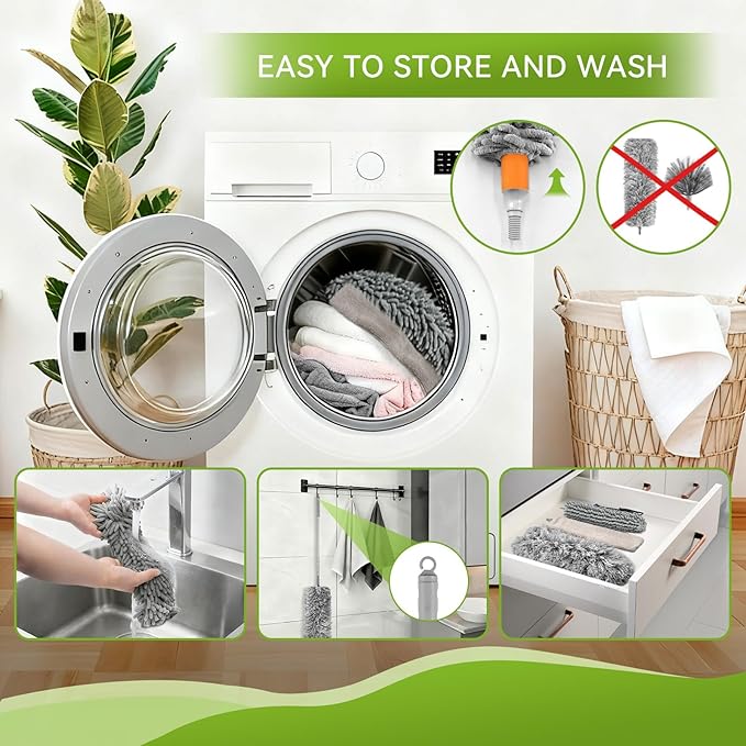 MimAuto 12-in-1 Professional Deep Cleaning System, 100-inch Extendable Duster with Under-Appliance Pads & Multi-Angle Heads for Ceiling Fans, High Ceilings, Blinds, and Gaps