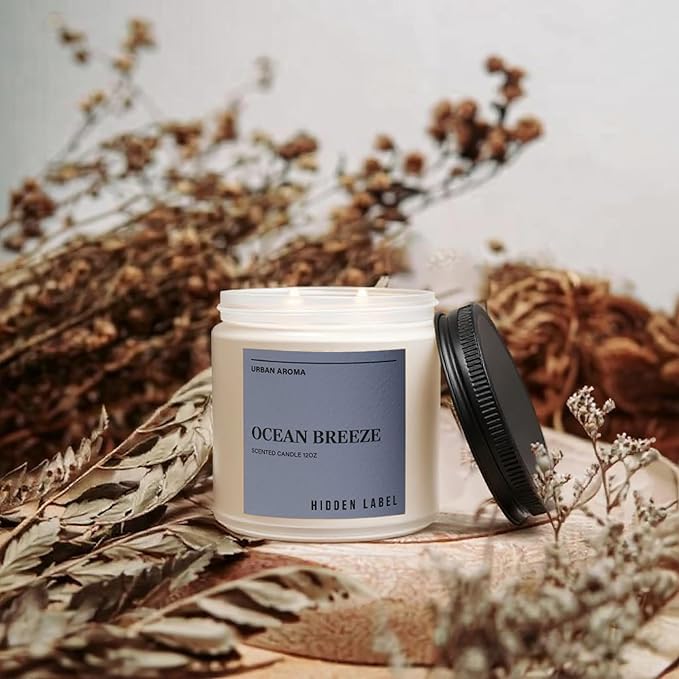 Cashmere Blonde Woods Soy Candle, 12oz Natural Soy Wax, 2 Wick Aromatherapy Candles for Home Scented, 70Hours Clean Burn, Non Toxic, Long Lasting, Gifts for Women, Men, Stress Relief, Relaxation