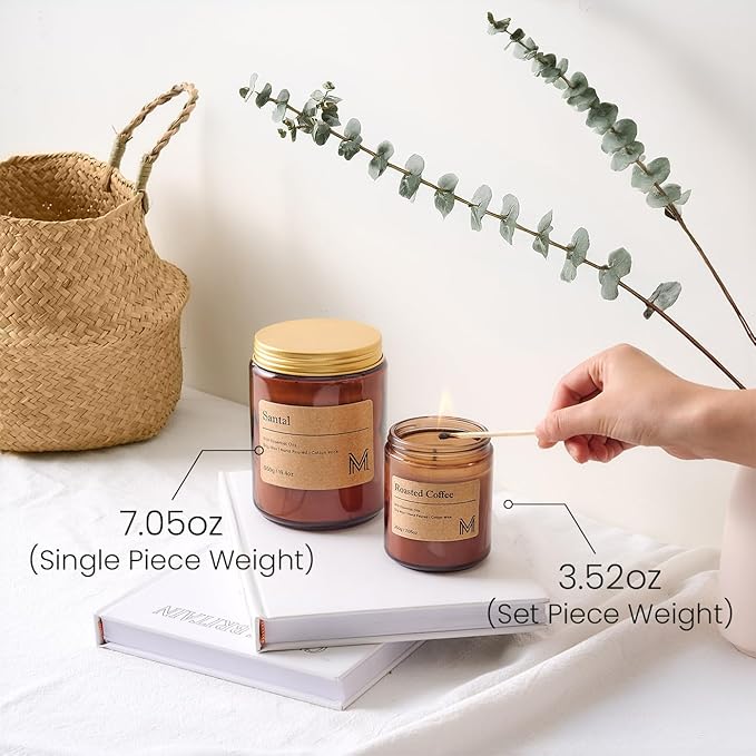 M&SENSE Oceanic Breeze Scented Christmas Candle Gift, Aromatherapy Candle Set for Women, Soy Wax Candles Home Scented, Long Lasting Amber Jar Candles Gift for Christmas, Thanksgiving, Holiday