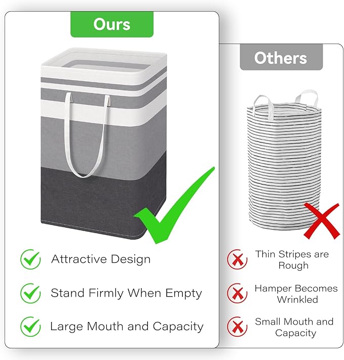 Valueest 75L Large Laundry Basket (3-Pack) – Collapsible, Freestanding Clothes Hamper with Handles – Waterproof Storage Organizer for Laundry, Toys & Clothes – Space-Saving Gradient Gray