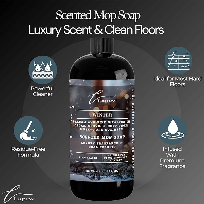 Lapew Winter Scented Mop Soap Concentrate 36 oz | Premium Fragranced Floor Cleaner | Streak-Free | Hard Floor Cleaning Solution | Eco Friendly | Made in USA