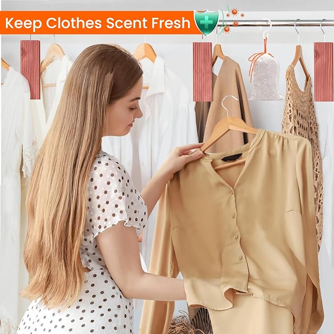 Homode Cedar Blocks, Cedar Hang Ups for Clothes Storage, Cedar Sachets for for Closets and Drawers, Fresh Scent Ceder Wood, 18 Pack