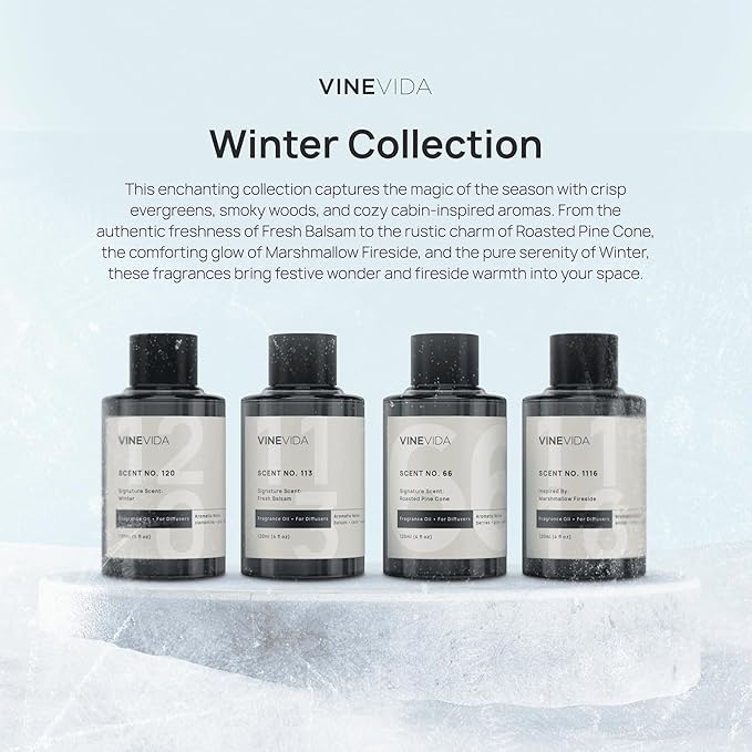 VINEVIDA Winter Collection (Pack of 4) - Diffuser Fragrance Oil Set - Cold Air Diffuser Oil | Waterless Diffuser Oil Refill