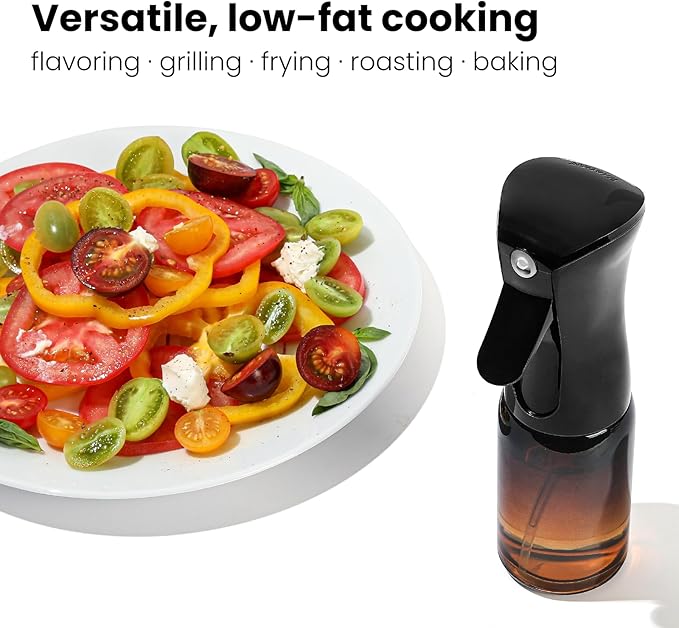 Mistifi Premium Oil Sprayer – Dark Glass Bottle for Cooking, Air Fryer & Salad – Fine Mist, Easy Press – Abyss/Olive Brown