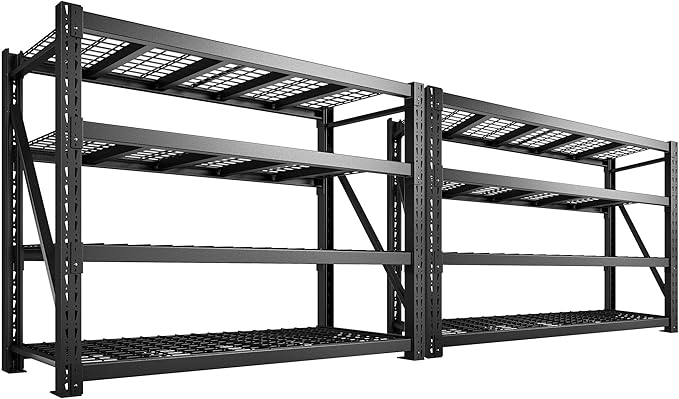 Bepatio 9400LBS Garage Shelving Heavy Duty, 72'H Storage Shelves Metal Shelving Unit, 4Tire Storage Rack Shelf,Adjustable Industrial Shelving for Warehouse Commercial,72'Hx67.6'Wx23.7'D,2PCS