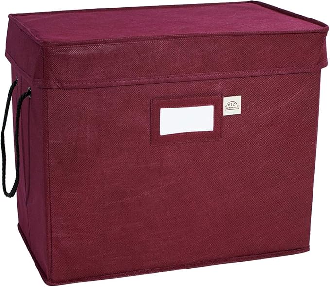 612 Vermont Christmas Ornament Storage Box with Adjustable Acid-Free Dividers, 4 Removable Trays with Handles, 16.25 Inch x 10 Inch x 13 Inch, Holds 60-3 Inch Ornaments