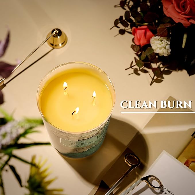 HomeLights Scented Candles | Large Jar 34 Oz Natural Soy Candle | 130 hrs Long-Lasting with 3 Wicks | Industrial Chic for Home Decor | Gifts for Mom & Women, Balsam Cedarwood