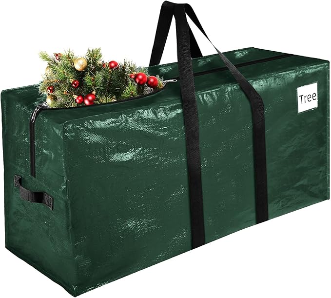 Christmas Tree Storage Bag, Christmas Tree Bag Fits Up to 7.5 Ft Artificial Xmas Trees, Heavy Duty Material, Waterproof & Dual Zippers Christmas Tree Box for Trees, Decorations (Green)