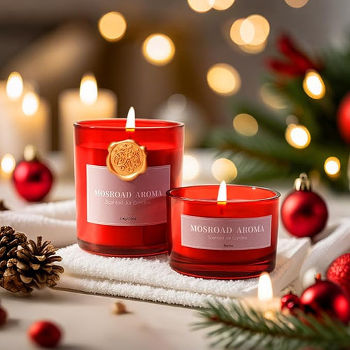 2-Pack Set Apple Cinnamon Scented Candles,Apple Pie & Kitchen Spices Natural Soy Jar Candles for Home,Highly Scented Aromatherapy Candles for Fall Holiday, Apple Cider Candle Ideal Gift for Women,Men