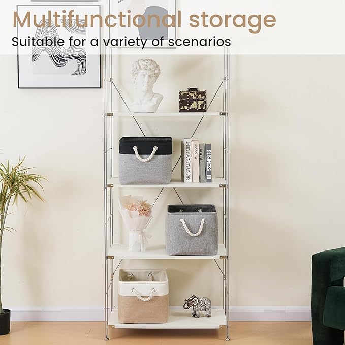 Large Storage Baskets- 15x11x10 inch Storage Bins for Shelves and Closet Organizing, Foldable Fabric Bin for Home Organization Clothes and Laundry (1-Pack, Gray)