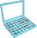 Jewelry Tray Organizer Box 48 Grid Jewelry Display Organizer Box with Transparent Lid Rings Earrings Necklaces Pendants Display Box Suitable for Women and Girls (48 Grid, Sky Blue)