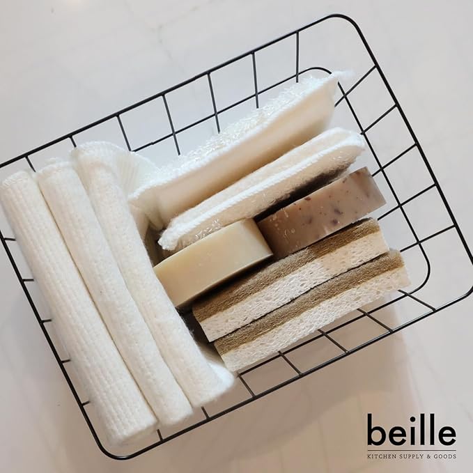 Beille 100% Bamboo Dish Sponges Kitchen Essentials Cleaning Supplies 2pk