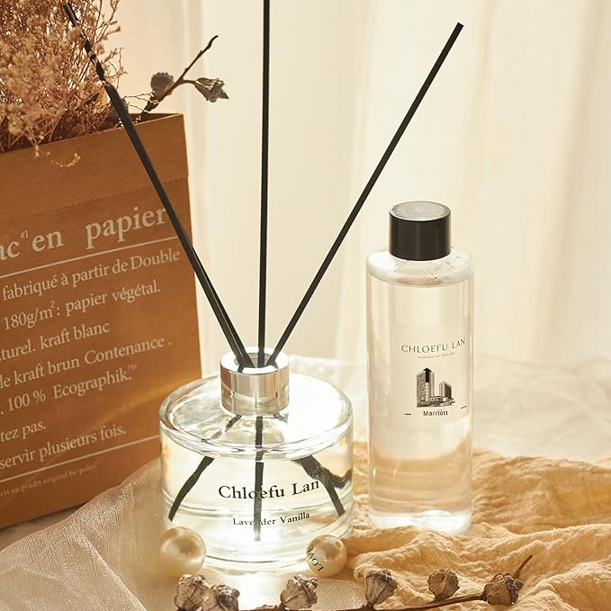 Chloefu LAN Hotel Scented Oil Diffuser Refill 200ml/6.76 fl oz Natural Essential Scented Oil - Best for Aromatherapy, SPA and Home, 0% Alcohol, Unique Blend to Promote Sleep & Relieve Stress