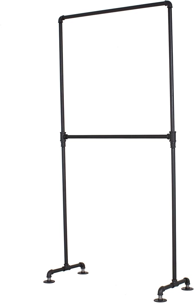 Industrial Pipe Double Rail Clothing Rack by William Robert's Vintage