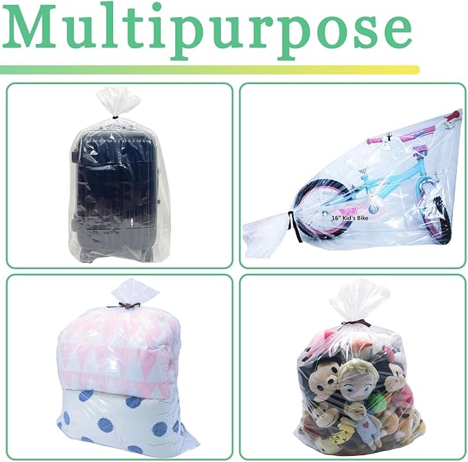 Large Clear Plastic Bags, 40" x 60" Moistureproof Dustproof Large Storage Bags, Reusable Giant Extra Luggage Storage Bags for Luggage, Suitcase,Furniture, Chair, Kids Bike (20)