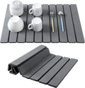 Stone Drying Mat for Kitchen Counter, Large Foldable Diatomaceous Earth Dish Drying Rack, Absorbent Diatomaceous Quick Dry Stone Mat Kitchen Dishes Bottles Cups Bathroom Any Countertop 24"(L)×16"(W)