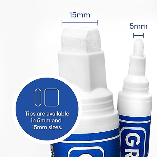 Grout Pen Black Tile Paint Marker: Waterproof Grout Paint, Tile Grout Colorant and Sealer Pen - Black, Wide 15mm Tip (20mL)