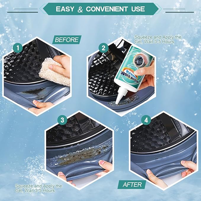 Bleach Stain Remover Gel, Heavy-Duty Tile Grout Cleaner - Bleach Washer Cleaner for Stain Removal in Bathroom, Kitchen, Washing Machine Seals & More | 10 Oz Multipurpose Household Cleaner