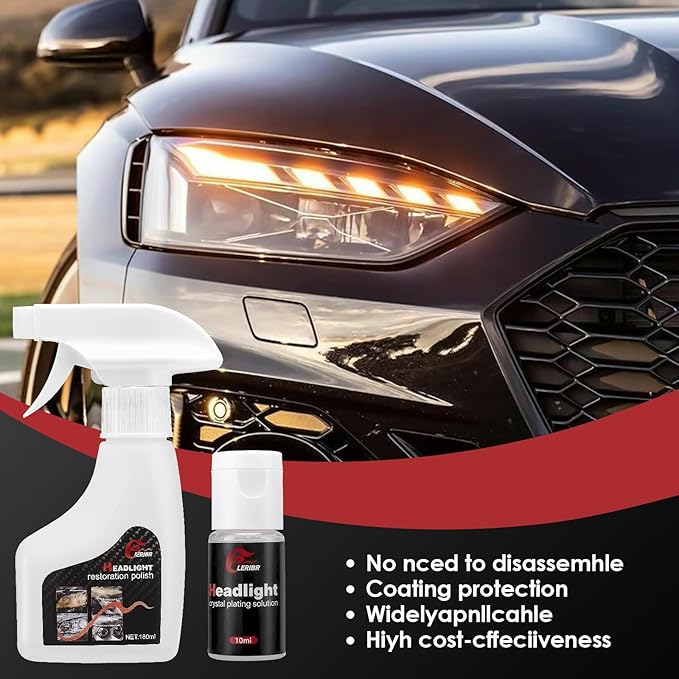 ieribr Automotive Headlamp Restoration Fluid Kit,Headlight Refurbishing Agent,2025 New Automotive Headlamp Restoration Fluid Oxidized Kit,Multifunctional Headlight Polishing for All Vehicle Types