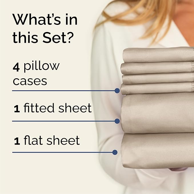 Cal King 6 Piece Sheet Set - Comfy Breathable & Cooling - Ultra-Soft Hotel Luxury Bedding Set with 8-16 Inch Deep Pockets - 1 Flat & 1 Fitted Sheet & 4 Pillowcases - Wrinkle Free & Easy Care - Cream
