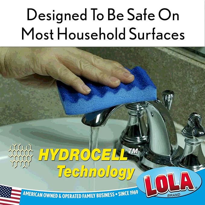 LOLA All Purpose Scrub Sponge, 2 Pack, Made in USA Scrub Sponge- Superior Technology, Non-Scratch, Long Lasting - Dishes, Mugs, Non-Stick Cookware