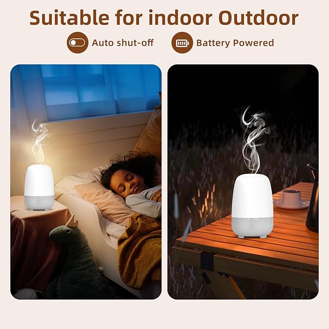 150ML Rechargeable Battery Operated Essential Oil Diffuser, Portable Cordless Aromatherapy Diffuser,7-Hour Runtime with 7 LED Color Changing Lights for Home, Office, Bathroom, Travel