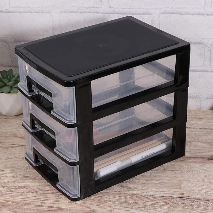 DOITOOL 3 Tier Plastic Drawer Type Closet Plastic Home Office Storage Organizer Makeup Organizer Storage Station Cubes Cosmetics Jewelry Box for Bathroom Dorm Desk Office