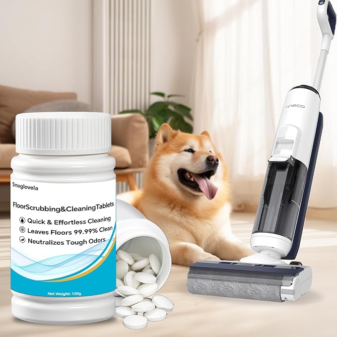 Snuglovela Powerful Floor Cleaning Tablets (200 PCS) - 2 Bottle Floor Deep Cleaner Dissolves Fast for Streak-Free Shine on Hardwood, Tile, Marble | Safe for Pets & Robots/Tineco