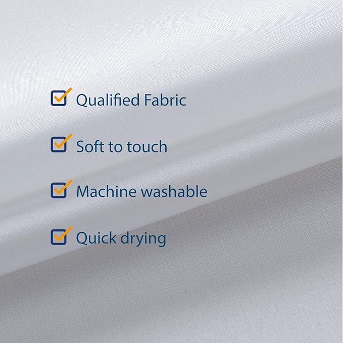 N&Y HOME RV Shower Curtain or Liner 36 x 64 inches with Magnets, Washable Fabric, Water Repellent, White Bathroom Curtains with Grommets, 36x64