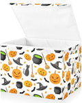 Halloween Storage Baskets Collapsible Storage Bins with Lids, Halloween Pumpkin Black Cat Ghost Bat Pattern Storage Boxes Clothes Baskets for Organizing