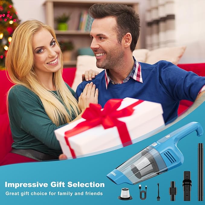 TROIZO Handheld Vacuum Cordless, 14500PA Powerful Suction Hand Held Vacuum Cleaner with Brushless Motor, Rechargeable and Portable Car Vacuum for Home Office Car Pet