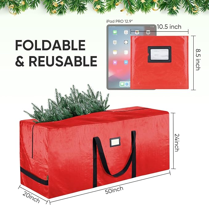 BALEINE 9 ft Christmas Tree Storage Bag, Heavy Duty Extra Large Artificial Christmas Tree Bag with Reinforced Handles and Dual Zippers Wide Opening (Transparent, 2PK Combo)