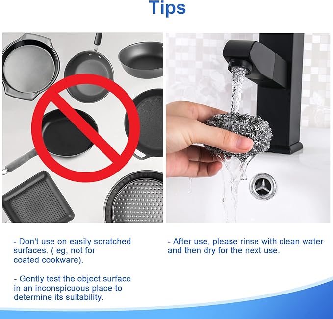ovwo 12Pack Upgraded Steel Wool Scrubbers - Premium Stainless Steel Scrubber, Metal Scouring Pads, Steel Wool Pads, Kitchen Cleaner, Heavy Duty Cleaning Supplies - Especially for Tough Cleaning