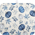 Wnoesat Fall Dish Drying Mat Blue Pumpkin Maple Leaves Drying Mats for Kitchen Counter 16x18 Inch Autumn Thanksgiving Absorbent Microfiber Dish Draining Mat Dishes Pad with Hanging Loop