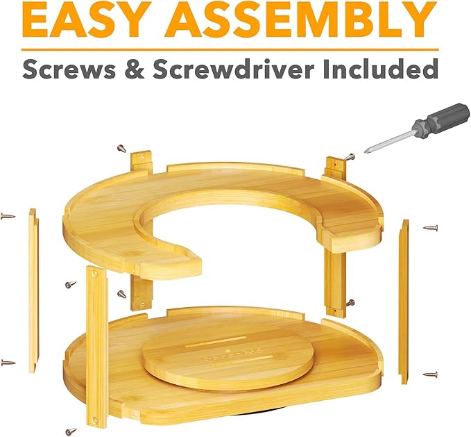 SpaceAid 2 Tier Bamboo Spice Rack Organizer, Lazy Susan Turntable for Cabinet, Home Kitchen Spices Spinning Rotating Shelf Racks for Pantry Seasoning Bottle Holder Storage (Two Tier, Natural)