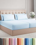 Split King 7 Piece Sheet Set - Comfy Breathable & Cooling - Soft Hotel Luxury Bedding Set with 8-16 Inch Deep Pockets - 1 Flat & 2 Fitted Sheet & 4 Pillowcases - Wrinkle Free & Easy Care - Baby Blue
