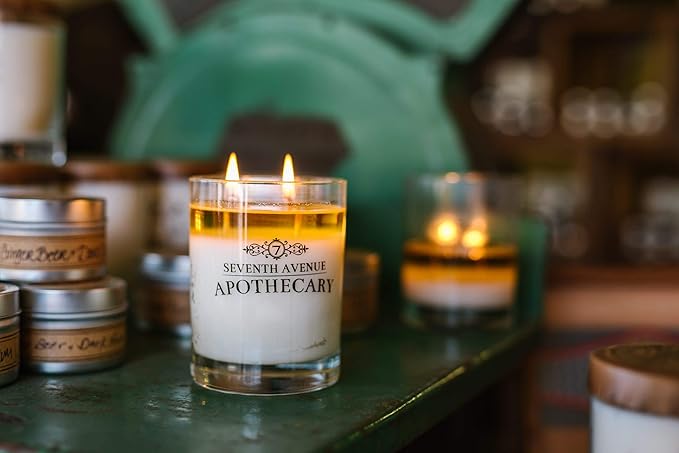 Premium Scented 100% Soy Candle - Cider + Mulled Spices - Long Lasting 65+ Hour Burn Time Glass - Hand Poured in USA by Seventh Avenue Apothecary