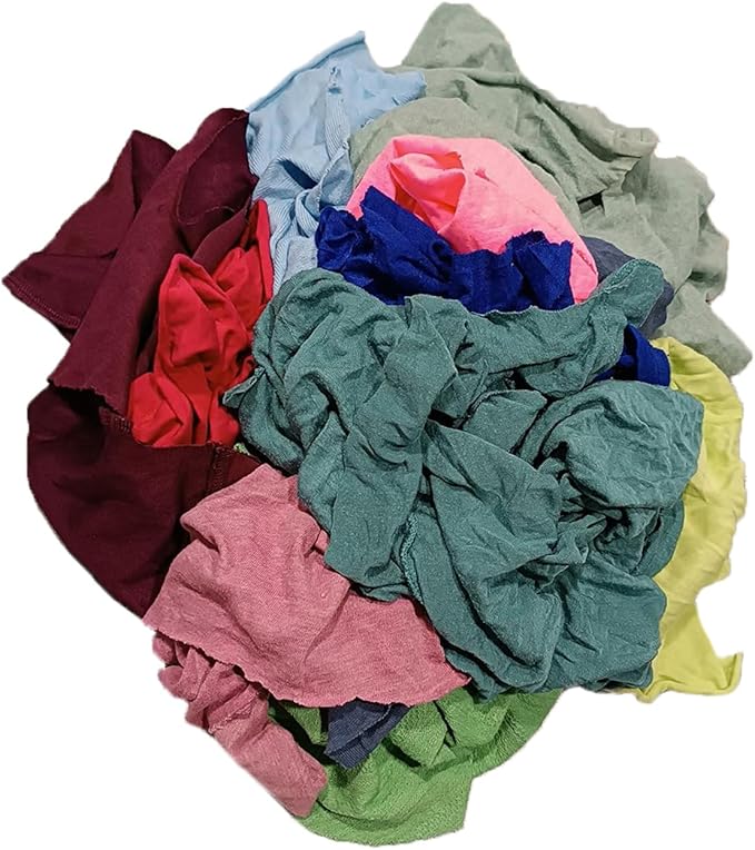 Recycled Color Knit Cleaning Rags (5 lbs. Compressed Box - Pack of 8) – Shop Cloths Bulk for Workshops, Mechanics, Painters, and Home Use, Multipurpose Cotton T-Shirt Rags