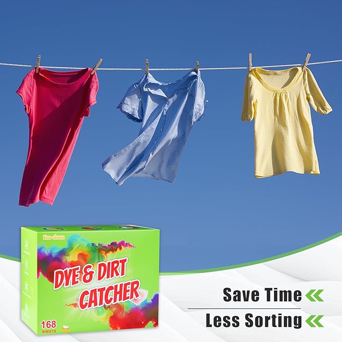 168 Count Color Abosorber Sheets for Laundry - Dye Catchers Laundry Sheet - Allow Mixed Washes and Prevents Color Runs-Fragrance Free