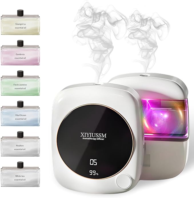 Waterless Essential Oil Diffuser for Home Office Travel Ultrasonic Aromatherapy Small Cordless Diffuser with 7 Mist Modes for Bedroom Bathroom Hotel Car Portable Air Freshener & Scent Machine