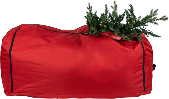 Northlight 57" Red Artificial Christmas Tree Rolling Storage Bag for Trees Up to 9ft