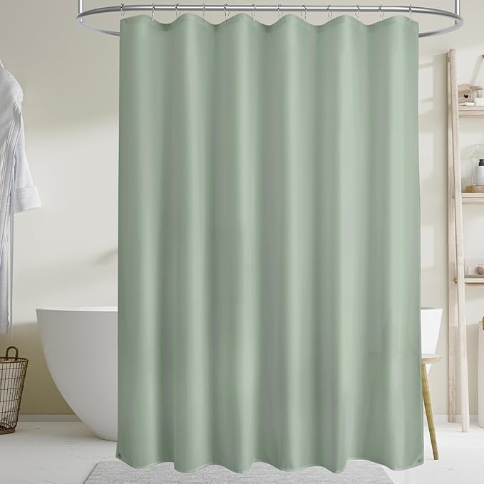 Titanker Waterproof Shower Curtain Liner Fabric, Sage Green Shower Curtain Liner with Magnets, Cloth Shower Liner Soft, Lightweight, Machine Washable, 70 x 72 Inches