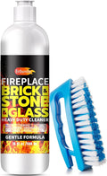 Fireplace Cleaning Set Fireplace Soot Remover with Scrub Brush for Brick, Stone, Rock, Tile, and Marble – Nonabrasive Brick Cleaner, Gentle Formula for Bricks & Glass Indoor and Outdoor -16 oz