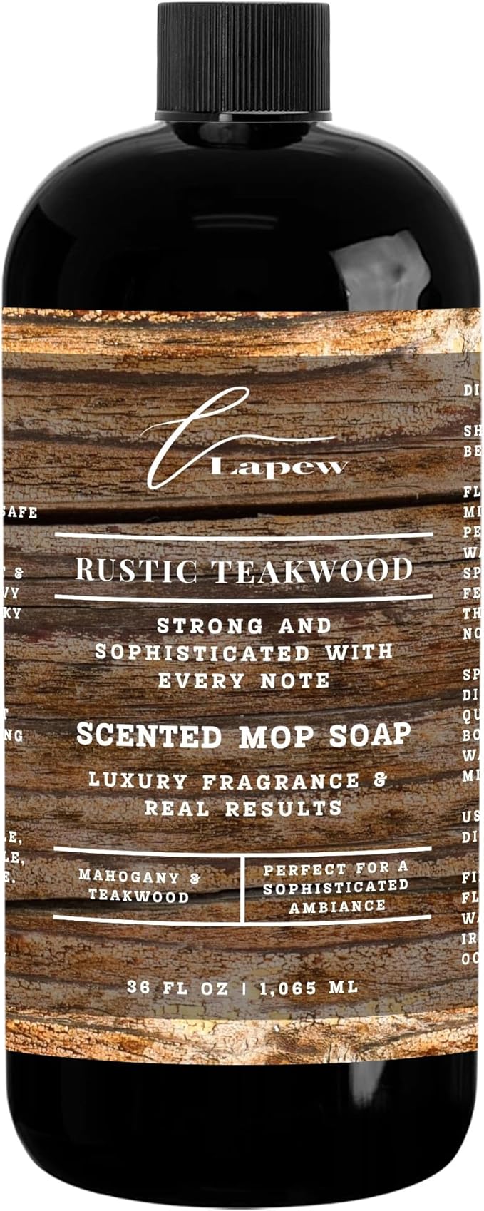 Lapew Rustic Teakwood Scented Mop Soap Concentrate 36 oz | Premium Fragranced Floor Cleaner | Streak-Free | Hard Floor Cleaning Solution | Eco Friendly | Made in USA
