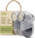 MOD 2 Pack Portable Fabric Shaver and Lint Remover, Reusable Pet Hair Remover, Roller for Clothes, Sweater Shaver, Couch, Blankets with Detachable Lint Collector Tank, Battery Operated, White/Gray