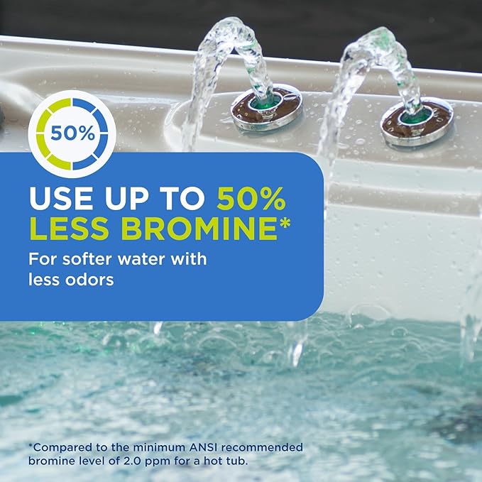 FROG Serene Replacement Bromine Cartridges for use with Hot Tub FROG Serene Floating Sanitizing System with 50 Test Strips - Prefilled for Quick & Easy Hot Tub Maintenance - 4 Pack