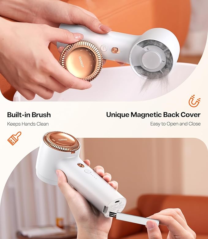 TORRAS Fabric Shaver Lint Remover, Rechargeable & Use While Charging, Electric 3-Speed Sweater Shaver Remove Fuzz, Pilling for Cashmere, Wool, Coat, Furniture, Clothes depiller, Pearl White