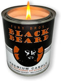 Fury Bros. Scented Candles for Men | Black Beard | Gunpowder & Charred Hickory | Natural Soy Wax | Hand-Poured in the USA | Long 70-80 Hour Burn (12.5 oz) | Vintage-inspired Tin Design | Dad Home Gift